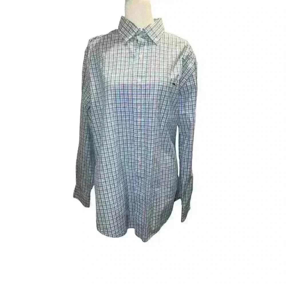 Vineyard Vines mens Slim Fit tucker shirt size Large Plaid Pink Blue Green